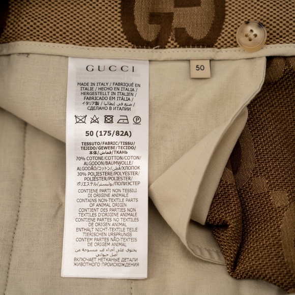 size 50 L Gucci GG Canvas Beige Shorts Men Brown Wide Leg - Picture 10 of 11